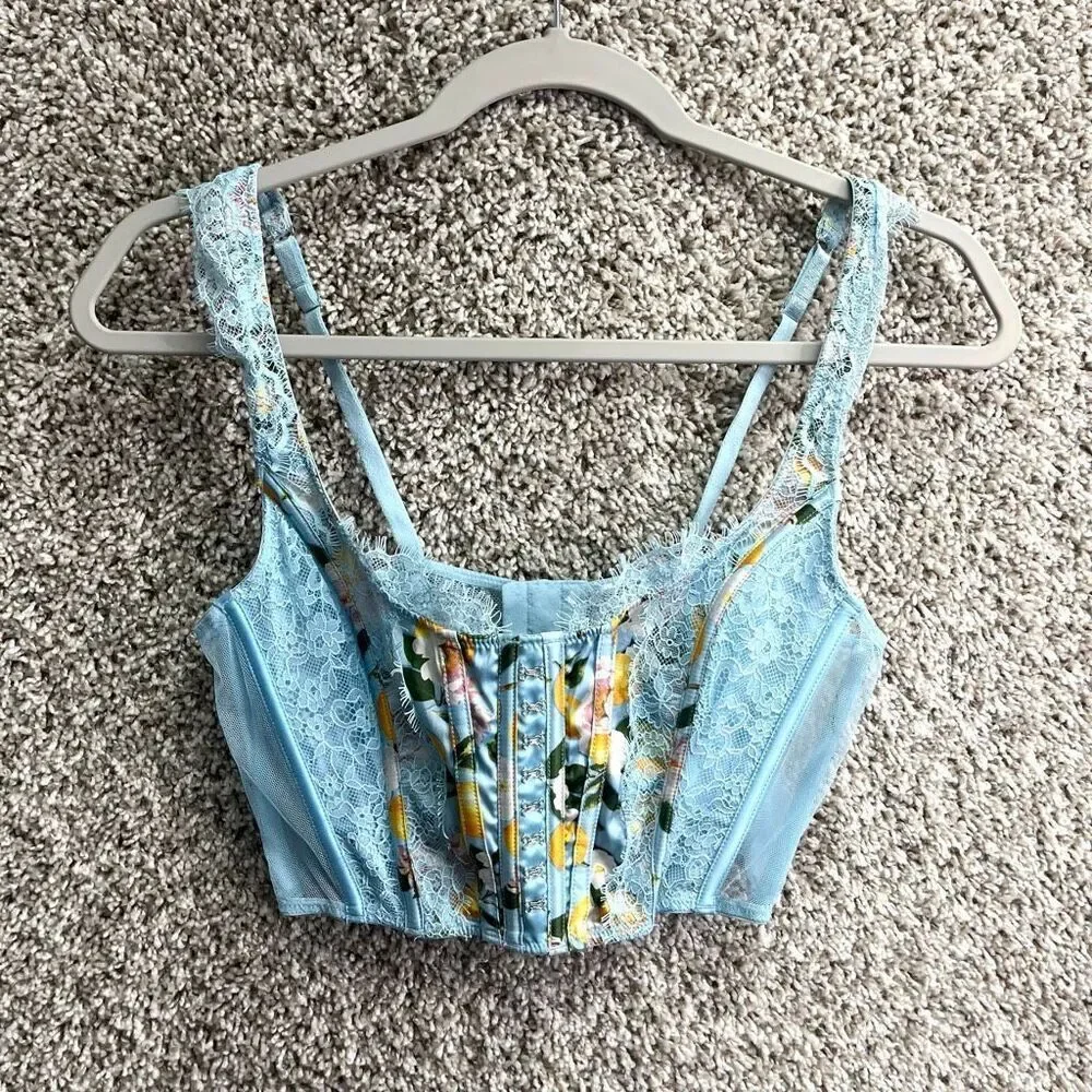 Victoria’s Secret Bra Women’s Medium Dream Angels Blue Lace Corset‎ Longline